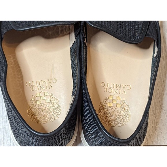 Vince Camuto Becker Black Leather Open Weave Slip On Loafer Sneaker sz 8.5 - Picture 5 of 10